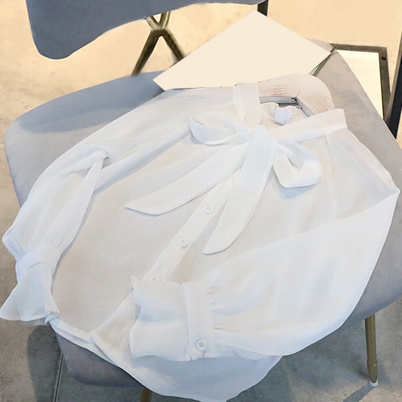 Белая блузка из шифона; топы для девочек; Детская школьная форма; одежда для студентов; детские белые рубашки для девочек; Блузы с длинными рукавами для подростков