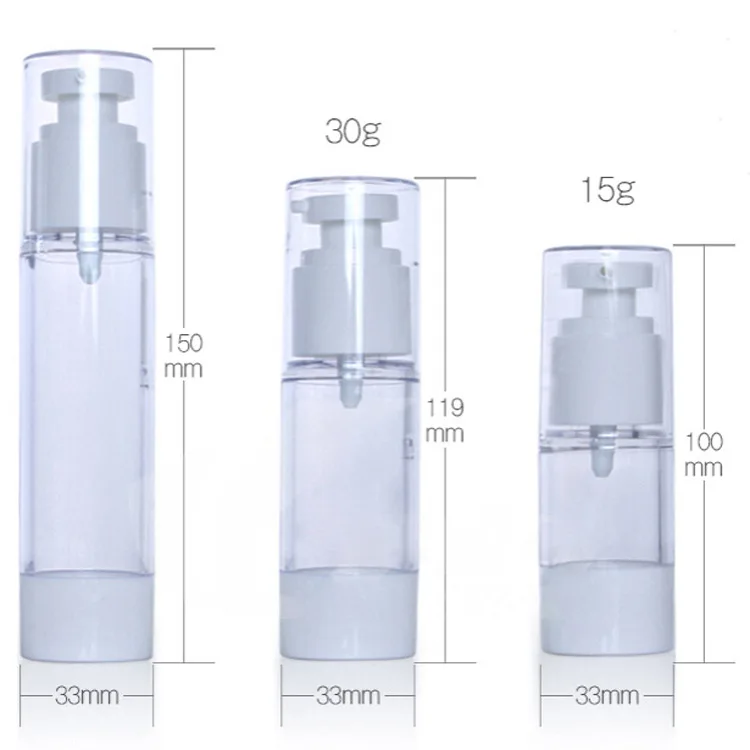 1 шт. 15 мл 30 мл 50 мл 80 мл 100 мл прозрачная Сущность бутылки насоса Пластик безвоздушного бутылки для лосьон шампунь Косметические контейнер