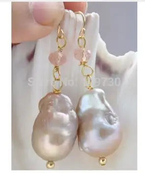 

ry00344 a pair of Australian south sea pink pearl earrings