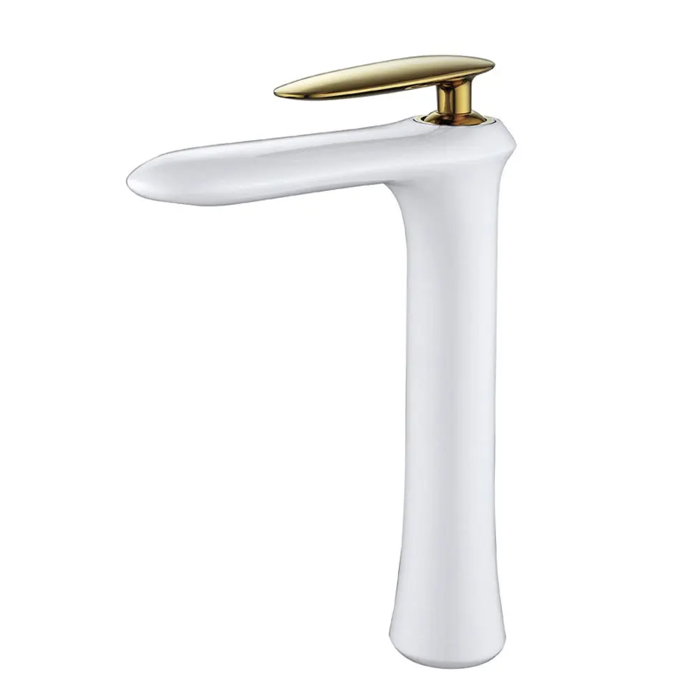 Modern Paint Yellow Brass Bathroom Basin Faucet Tap Single Hole One