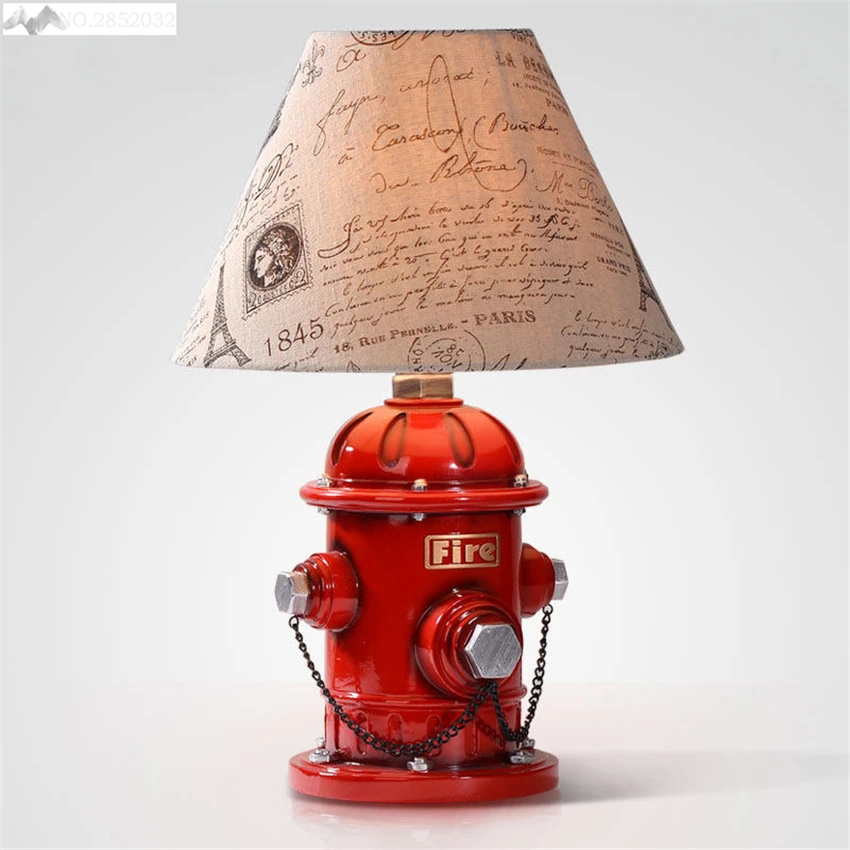 

LFH Creative Fire Hydrant Pattern Table Lamps Saving Box Resin Household Decorative Article Table Lights for Bedroom Living Room