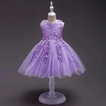 

New pattern baby girl clothes girl dress sleeveless for girls Stage performance Wedding presiding Flower Lace Sleeveless