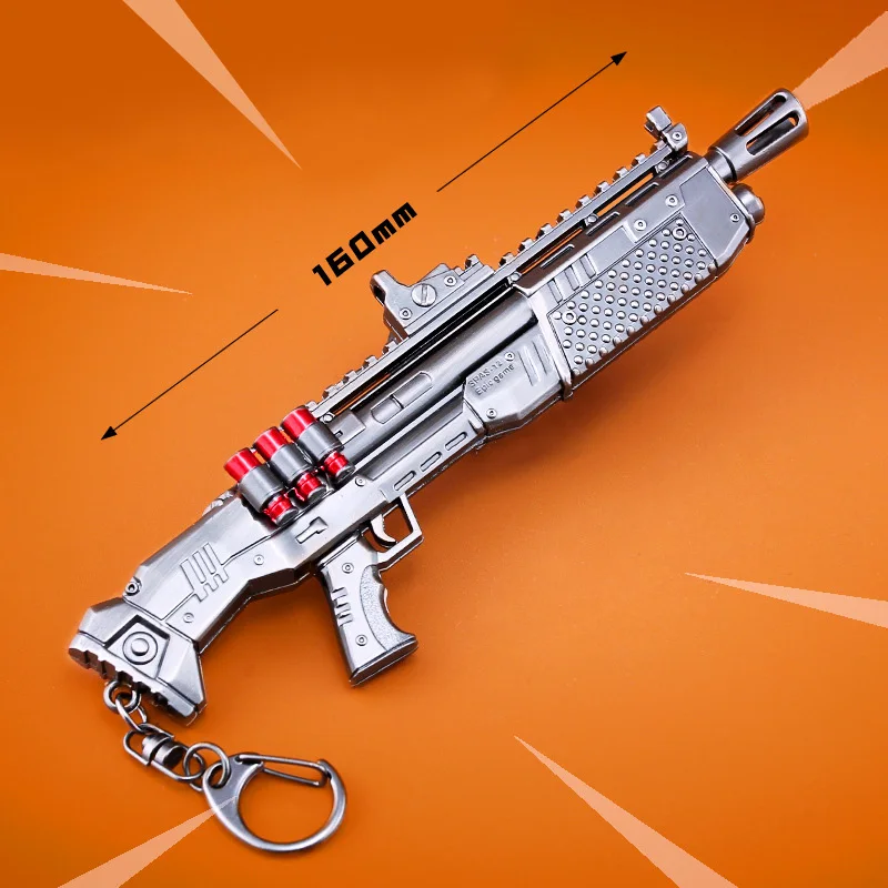 

Hot Game Battle Royale Heavy Shot Gun Model Keychain High Quality Metal Toy Gun Birthday Gifts For Kids