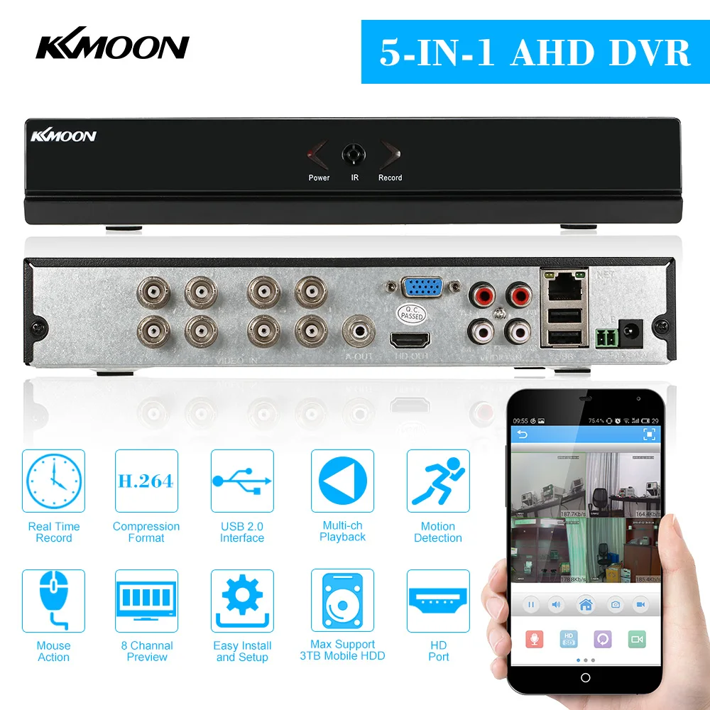 

KKmoon 8CH 1080P Digital Video Recorder P2P Cloud Network Onvif Digital Video Recorder Plug and Play View Motion Detection
