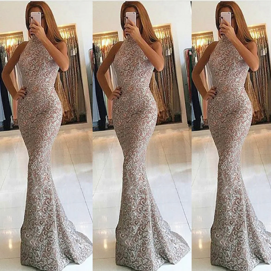 

2019 New Fashion Sexy Sexy Womens Sleeveless Halter Neck Bodycon Slim Ladies Dresses Cocktail Prom Gown Dress For Female