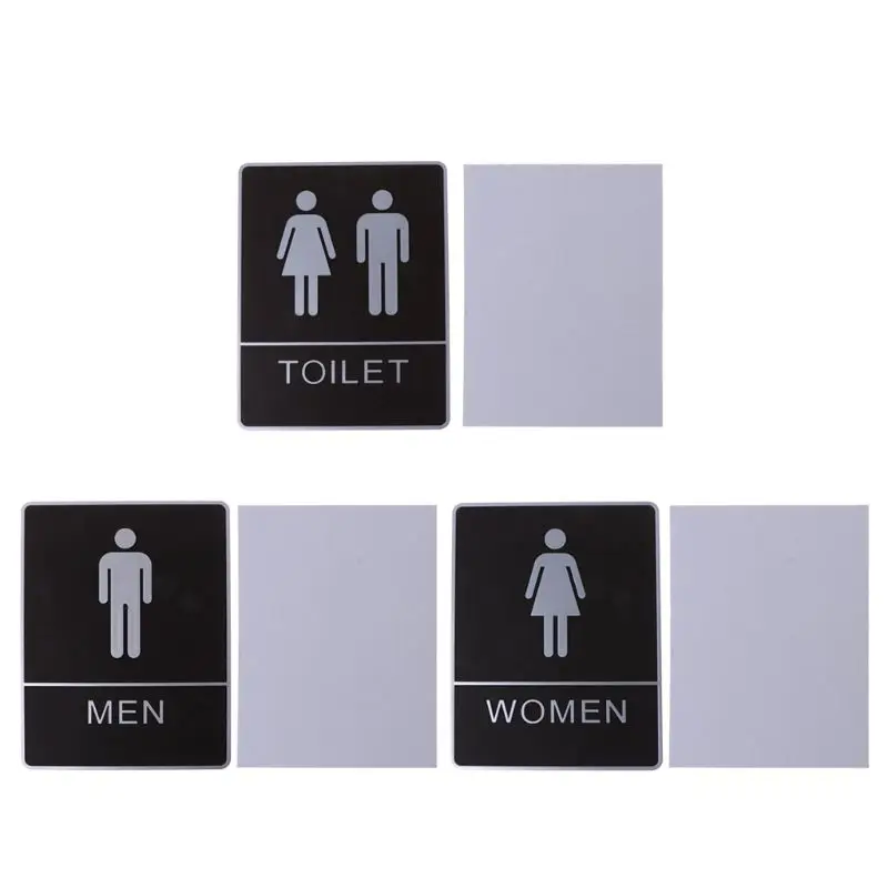 

6" X 8" Bathroom Sign Removable Back Adhesive Toilet Sign WC Sign Wall Stickers