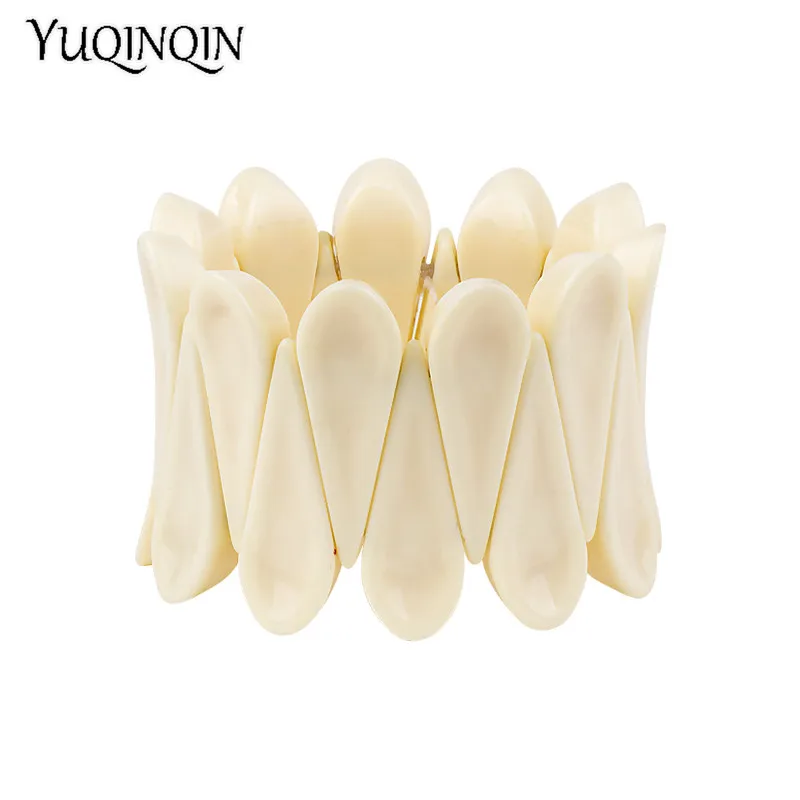 

Classic Blue Resin Cuff Fashion Bracelets Bangles for Women Stretch Acrylic Wide Bracelets Female Charm Wedding Gifts Jewelry