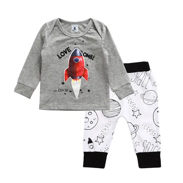 Novelty&Funny Clothes Baby Boys Girls T shirt Tops+Pants Warm Kids Boys