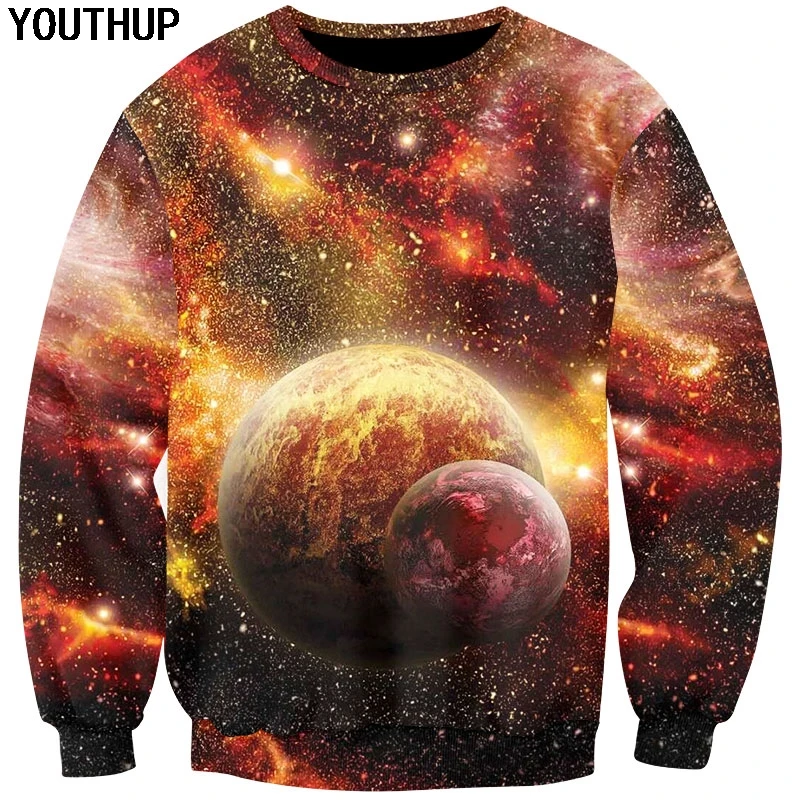 YOUTHUP 3d толстовки для мужчин Galaxy 3D полный Принт мужские унисекс пуловер Плюс