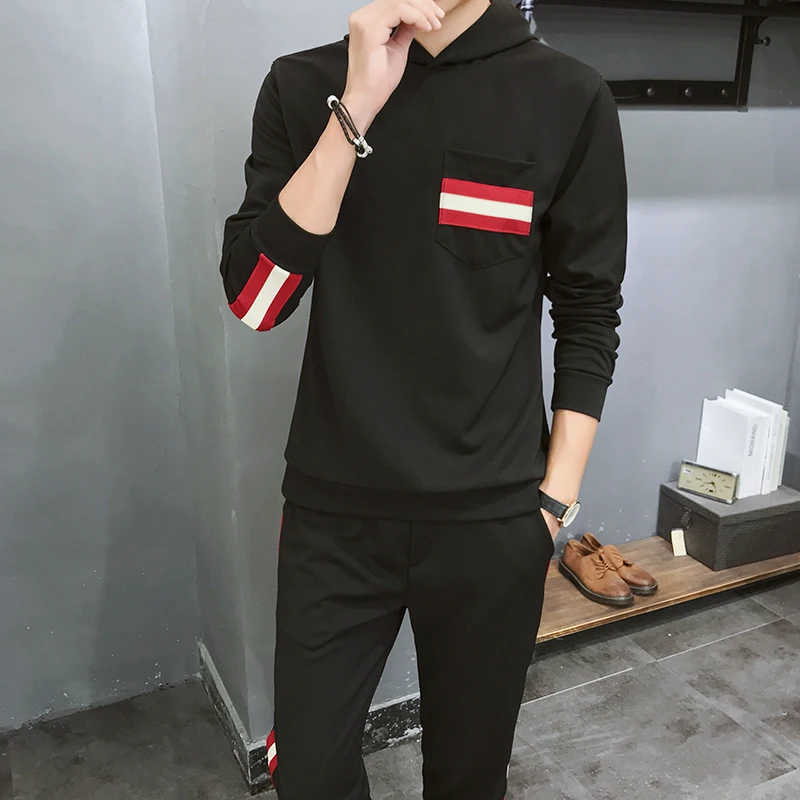 

Loldeal Men Clothing Set Sportswear 2018 Autumn Hoodies Sweatshirts Sporting Sets Men's Tracksuits Mens Jacket+Pants 2pcs M-5XL