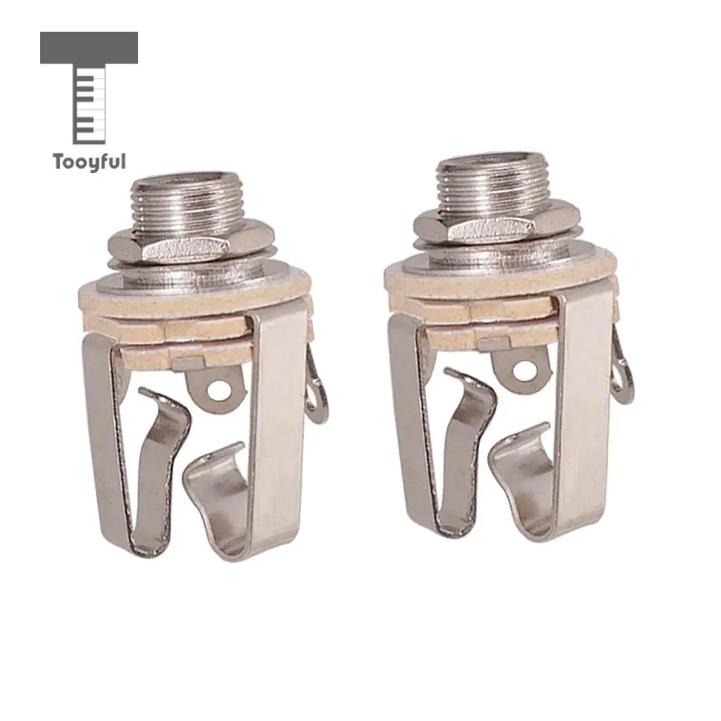 Tooyful 2pcs Brass 1/4' Stereo Output Jack Socket Plate for Guitar Bass Active Pickup Parts
