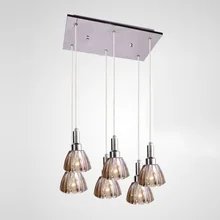Moderno comedor cristal pendientes de la flor de las luces rojizas Glass Lampshade barra cocina sala colgante accesorios de iluminación