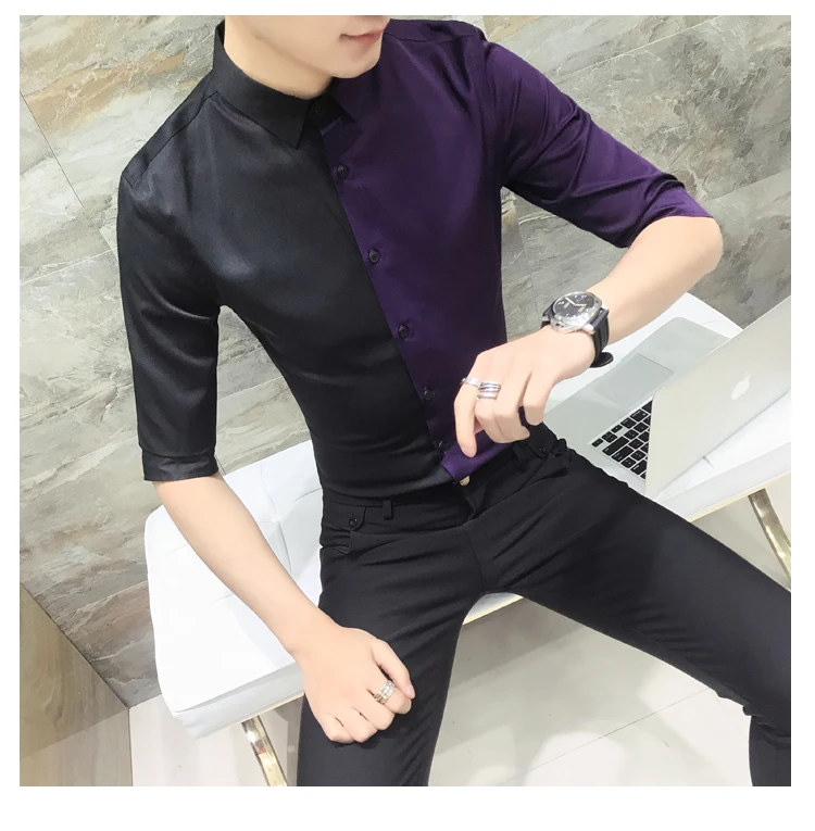 Новая мода горячая Распродажа бренд летняя мужская повседневная Высококачественная Лоскутная легкая верхняя одежда для мужчин тонкий корейский стиль короткая рубашка