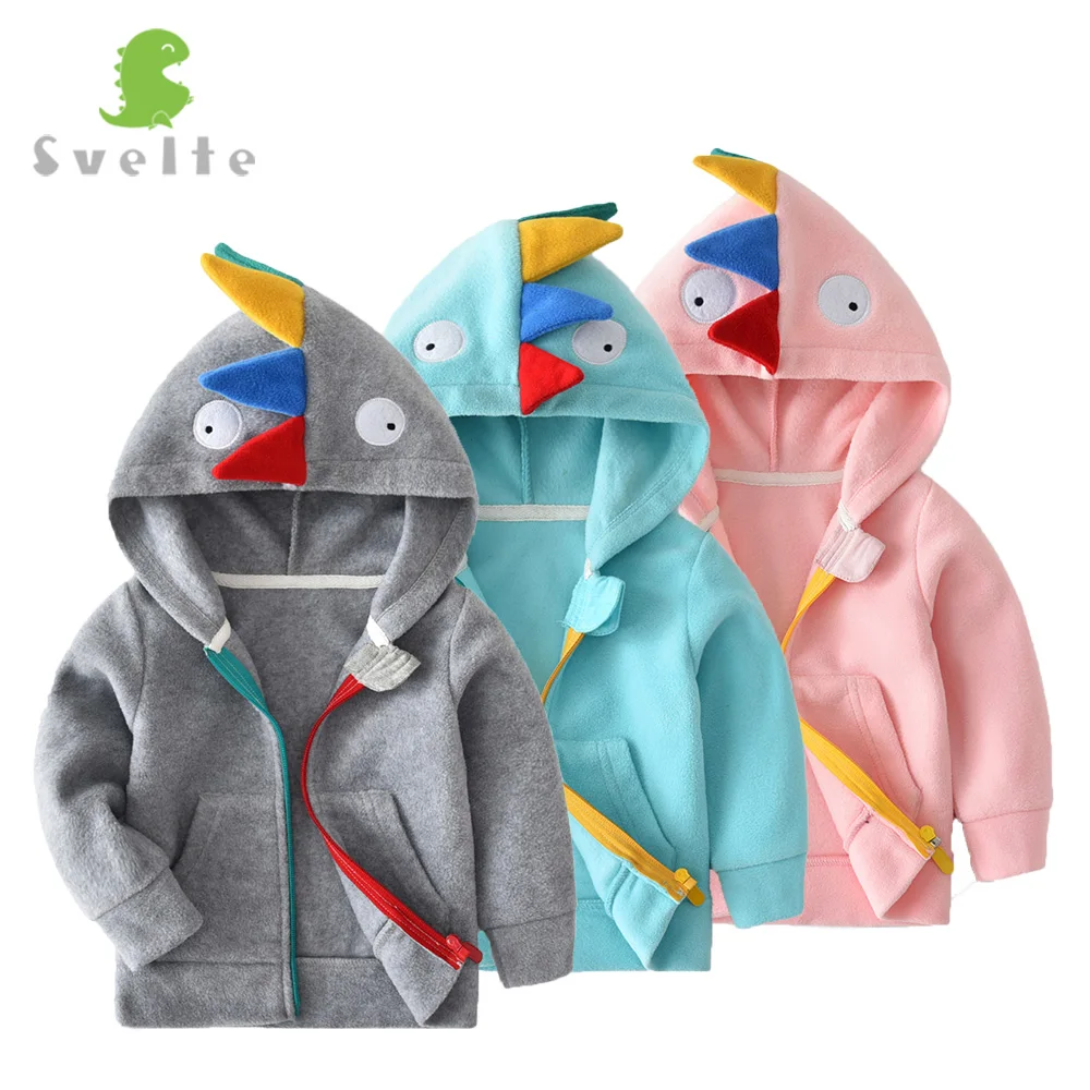 

SVELTE for 2-7 Y Kids Fleece Jacket Fur Hooded Cardigan Boys Gilrs Cute Dinosaur Hoody Sweatshirt Children Unisex Spring Clothes