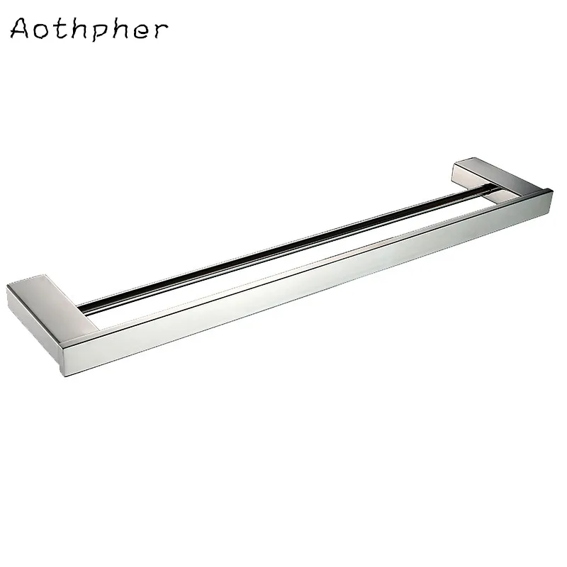 Aothpher Chrome 60CM Wall Mounted Bathroom Mirror Poish Towel Bars