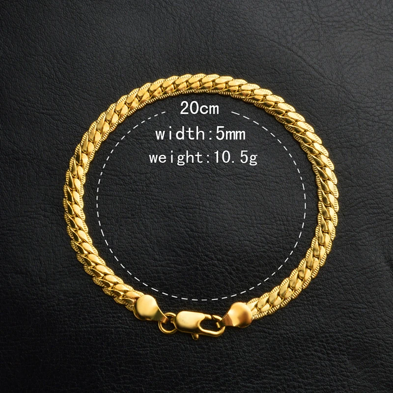 High Quality Silver Gold Chain Bracelets For Man Women Fashion Jewelry Link Chain Bracelets Stylish 5mm Men's Bracelet