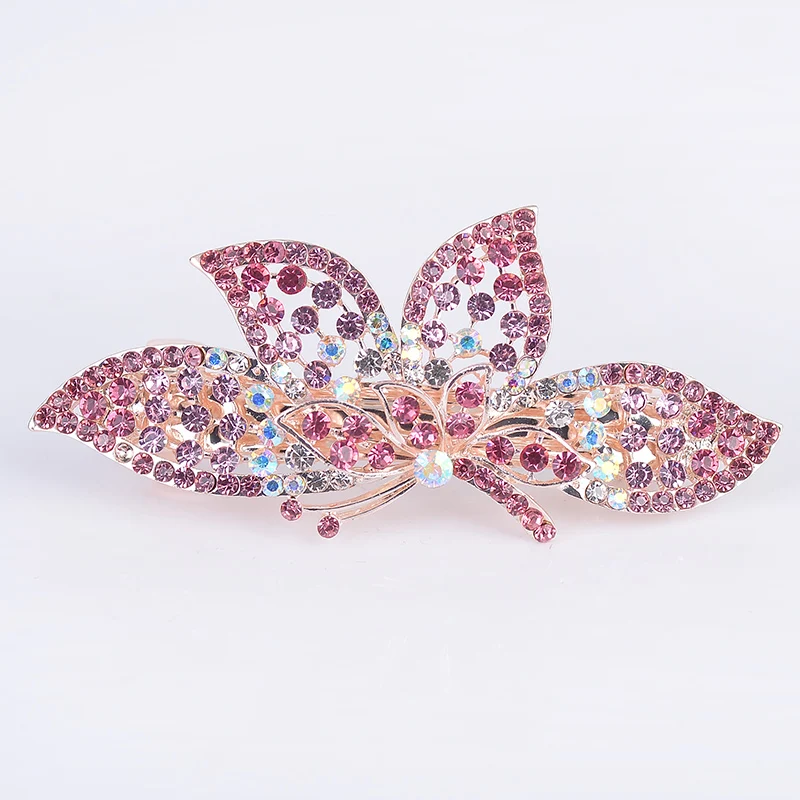 

EASYA Red Purple Blue Crystal Butterfly Hairpins Barrettes New Fashion Women Girls Hair Clips Accessories Jewelry Gift