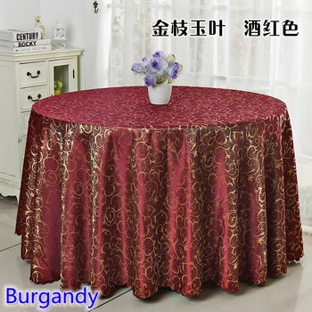 

Burgandy colour jacquard table cloth damask pattern table cover for wedding hotel and round table linen decoration wholesale