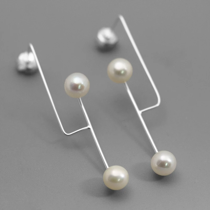 

INATURE Simple Design 925 Sterling Silver Natural Freshwater Pearl Earrings for Women
