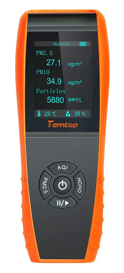 

Temtop Air Quality Detector Professional Formaldehyde Monitor Temperature Humidity Detector with PM2.5/PM10/HCHO/AQI/Particles