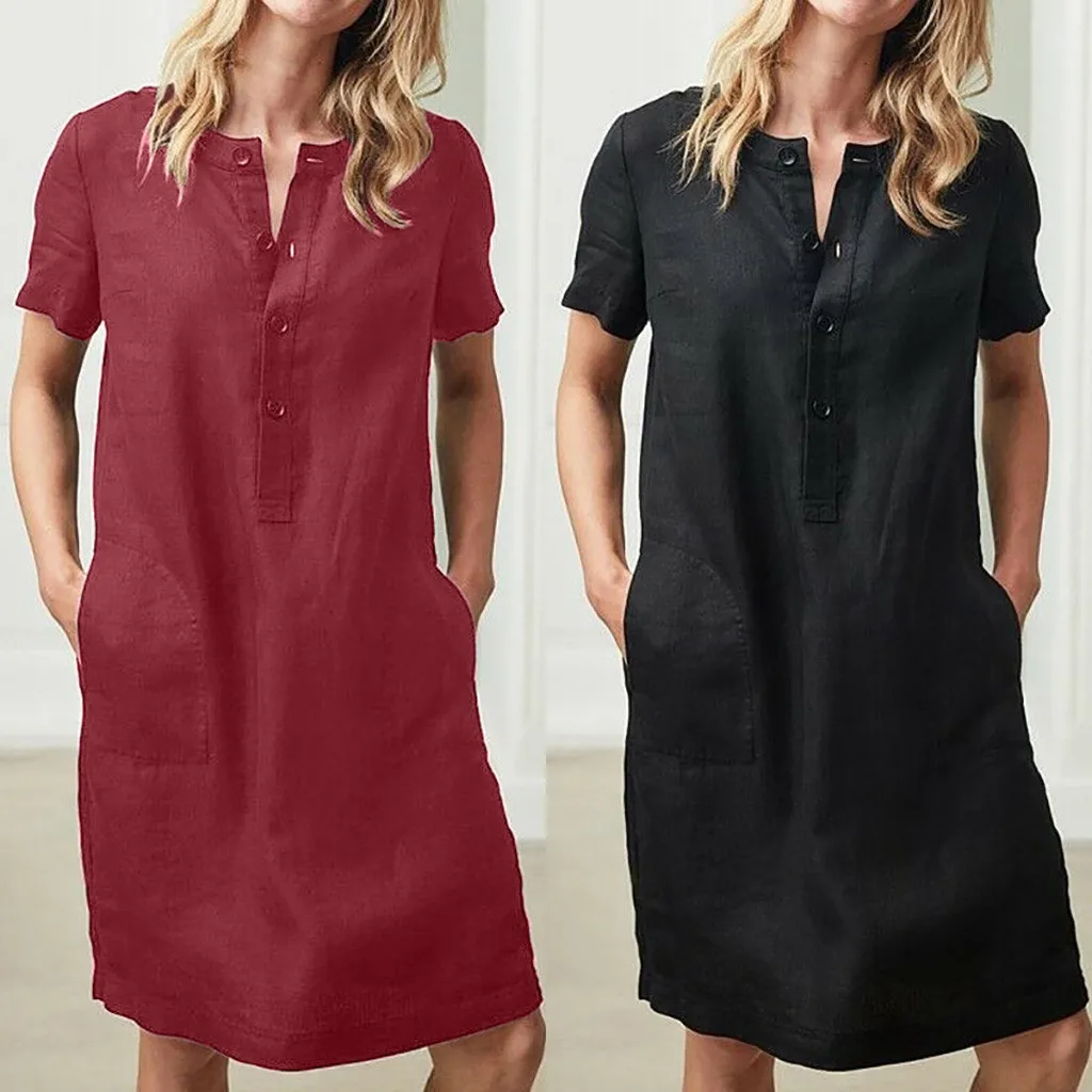 cotton linen shirt dress