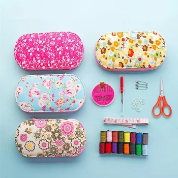 

Portable Mini Sewing Kit Box with Needle Threads Pin Scissor Set Sewing Box Home Traveling Handwork DIY Tools For Drop Shipping