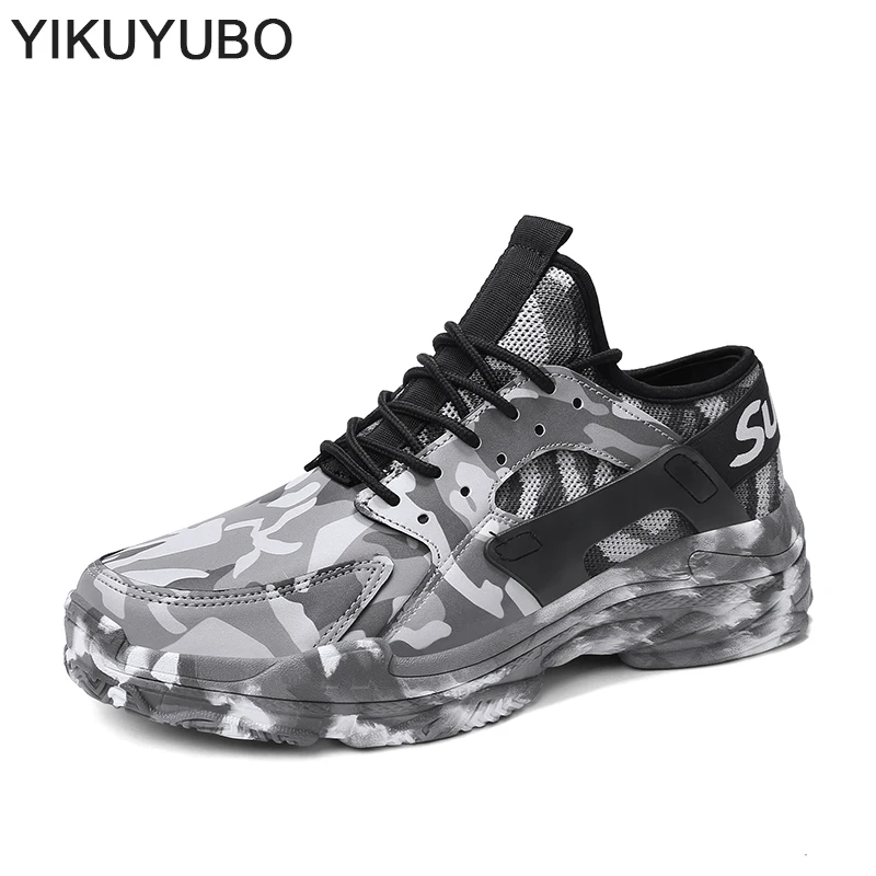 

YIKUYUBO Men Shoes 2019 Adult Adult Breathable Comfort Sneakers Camouflage Non-Slip Men Casual Running Sneakers Plus Size 47