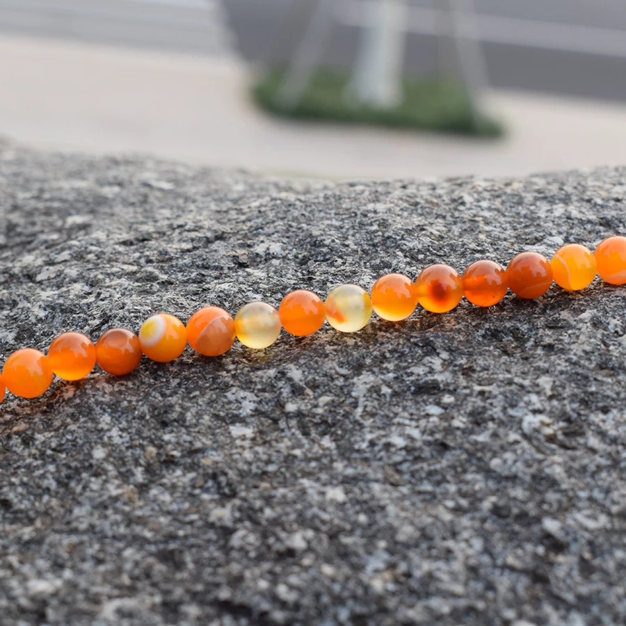 

Natural Orange Zircon Stripe Agates Round Loose Beads For DIY Bracelets Necklaces Handmade Jewelry Accessories 4-12mm Pick Size