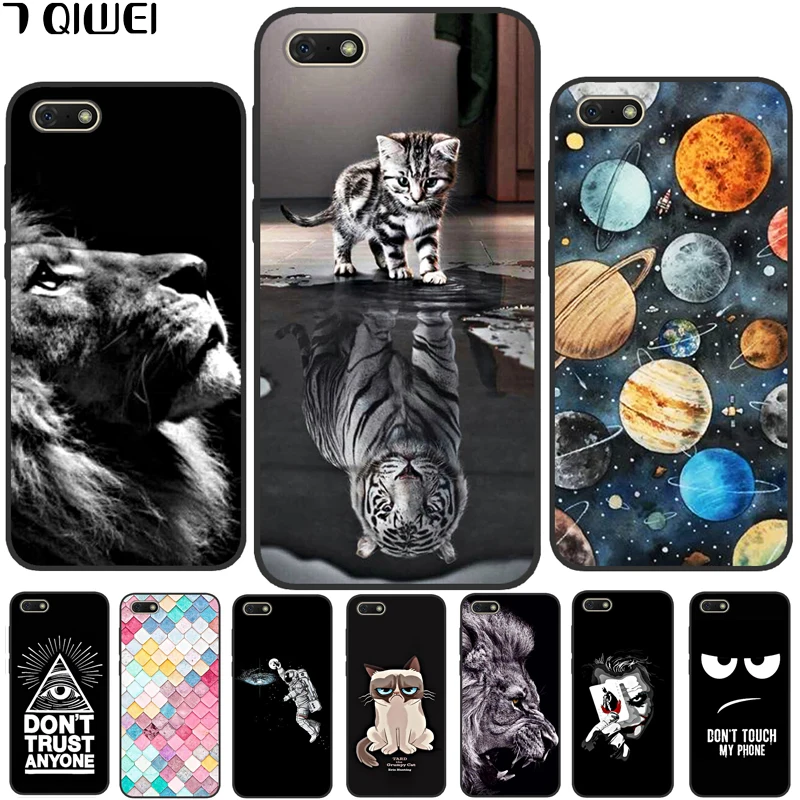 

Case For Huawei Y5 Lite 2018 Cover 5.45 DRA-LX5 Black Silicon Back Cover For Huawei Y5 Lite 2018 Case Cute Lion Y5Lite Funda