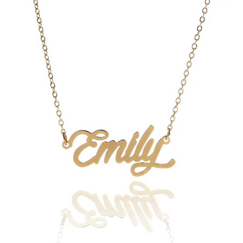 

Personalized Name Necklace for Women Gold Color Script Font " Emily " Stainless Steel Popular Nameplate Letter Necklace NL-2389