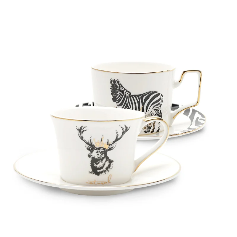 

Boreal Europe bone porcelain cup luxury coffee cup set gift Phnom Penh zebra English milk mug milu deer horse cup CL09262137