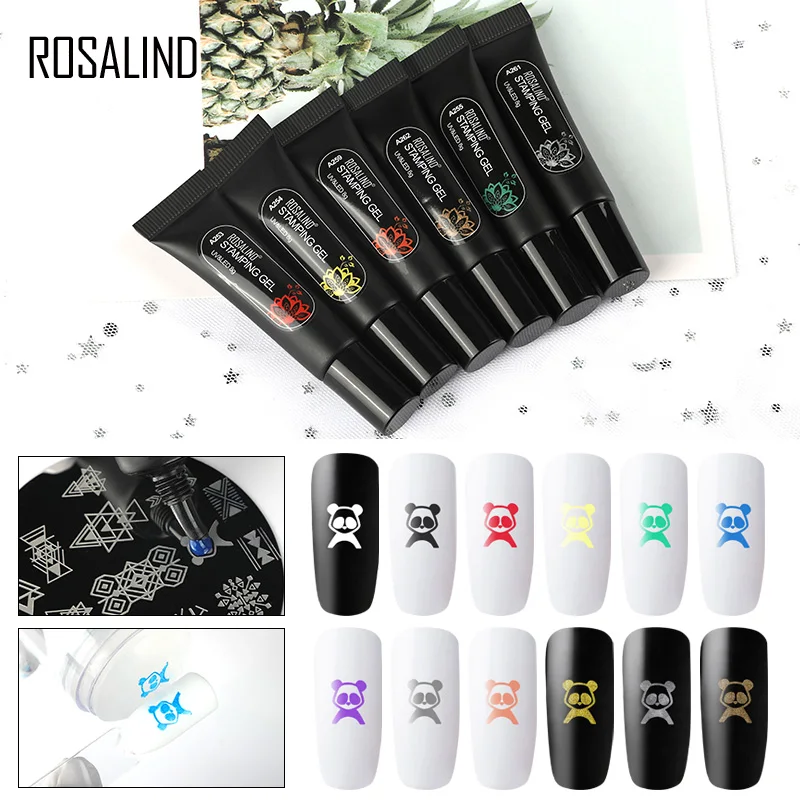 ROSALIND Гель лак для штамповки краски Гибридный гель УФ ногтей полуперманентный