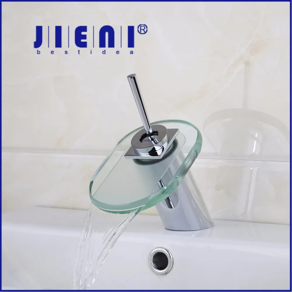 

Glass Square Bathroom Basin sink Faucet waterfall bathroom vanity Mixer Tap Chrome Bathroom Faucets,Mixers & Taps