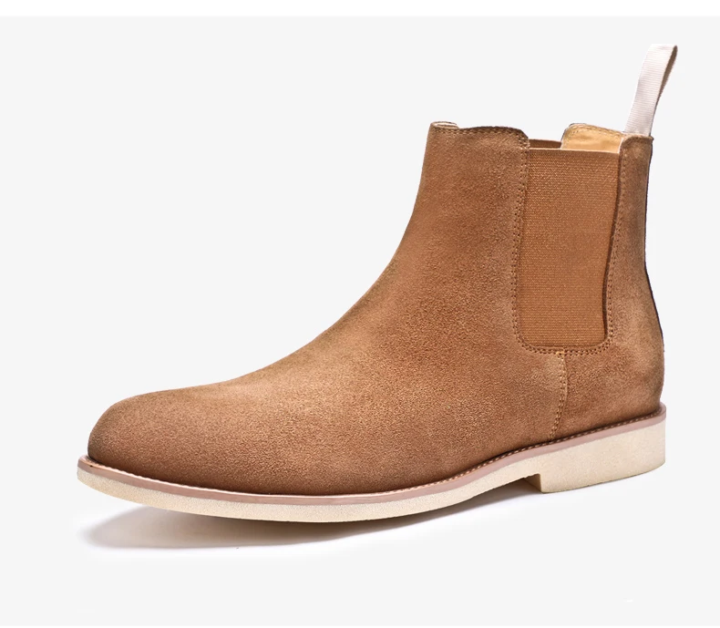 Mens Boots' Slip-On Suede Men Boots Casual Genuine Leather Chelsea Boots Men Full Grain Leather Fashion Ankle Boot Mens Big Size (14)