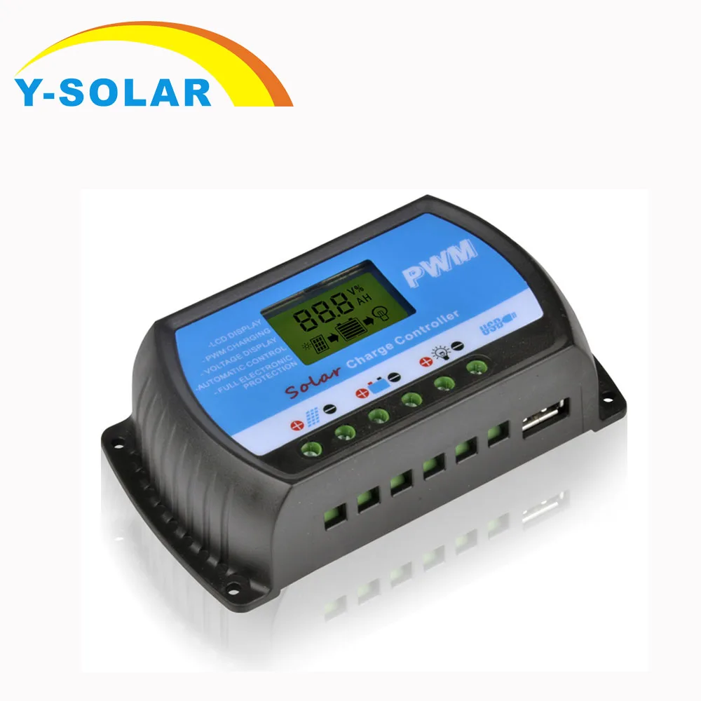 Controladores de Carga Regulador de Tensão Pwm com dc Solar 5v Usb 12v 24v Interruptor Automático Painel Série Rtd Y-solar 30a 20a 10a Lcd