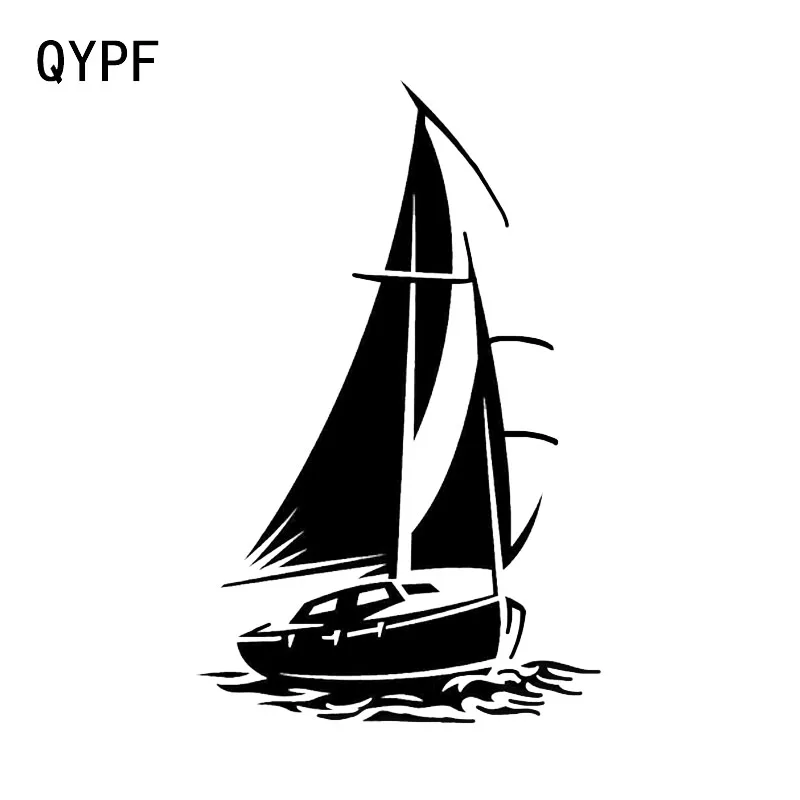 

QYPF 10*16CM Funny Yacht Boat Ship Sea Ocean Waves Decor Car Sticker High Quality Silhouette Vinyl Accessories C16-1092