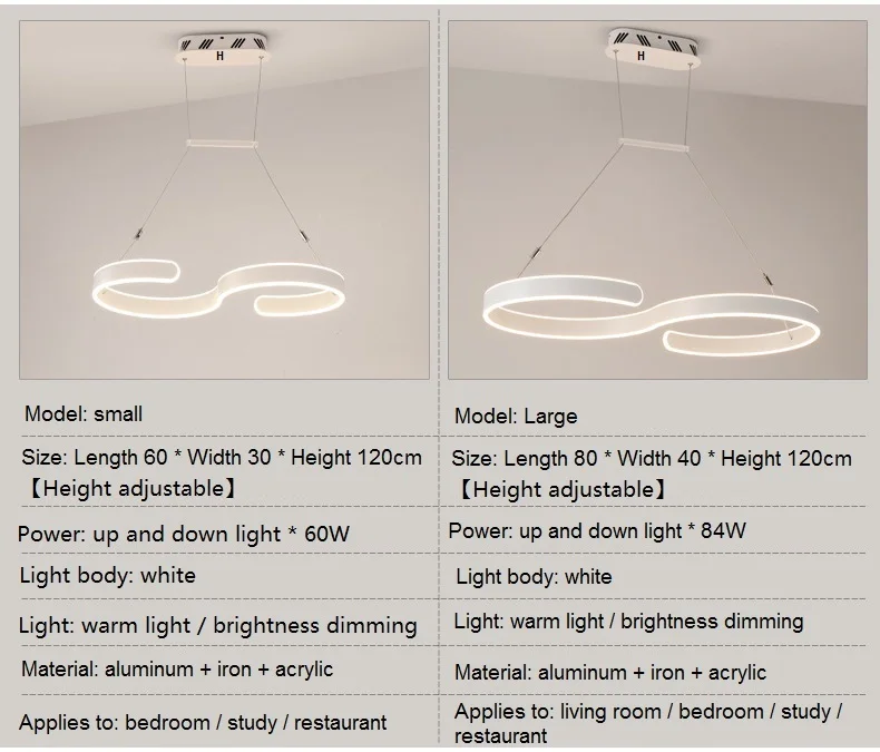 

Creative S Shape LED Chandeliers Home Dining Bedroom Study Room Office Commercial Lighting Ceiling Lights 110-240V