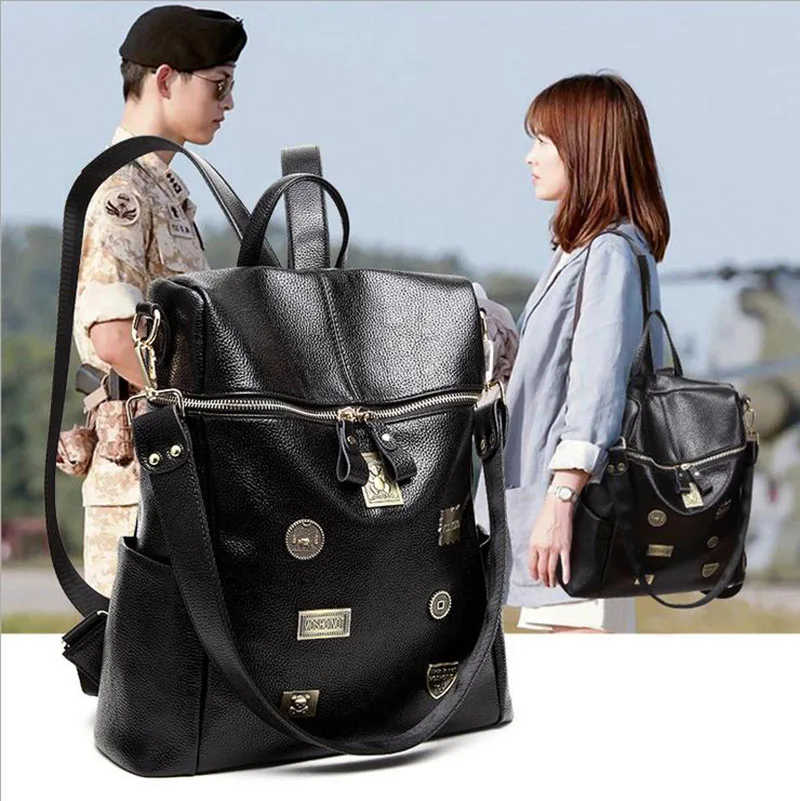 2017 High Quality PU Leather Women Backpack School Bags For Teenagers Girls Female Travel Back Pack