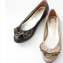 Леди Ретро Плюс Размер 35-47 Повседневная Цепи Индивидуальные Круглый Носок Подлинной Натуральной кожи Женщины Обращаются За Обувь На платформа Slip-On