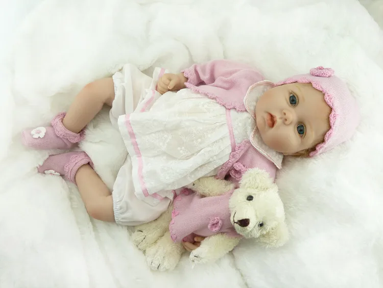 NPK 55CM Soft Silicone Newborn Baby Reborn Doll Babies Dolls 22inch Lifelike Real Bebe Doll for Children Birthday Xmas Gift