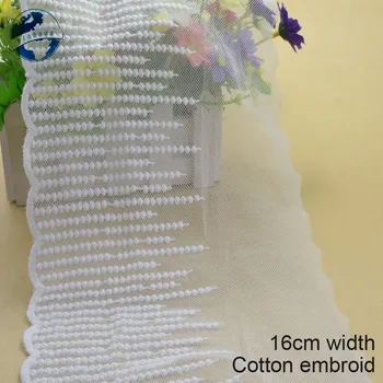 

10yards 16cm white lace cotton embroidery lace french lace ribbon fabric guipure diy trims warp knitting sewing Accessories#3323