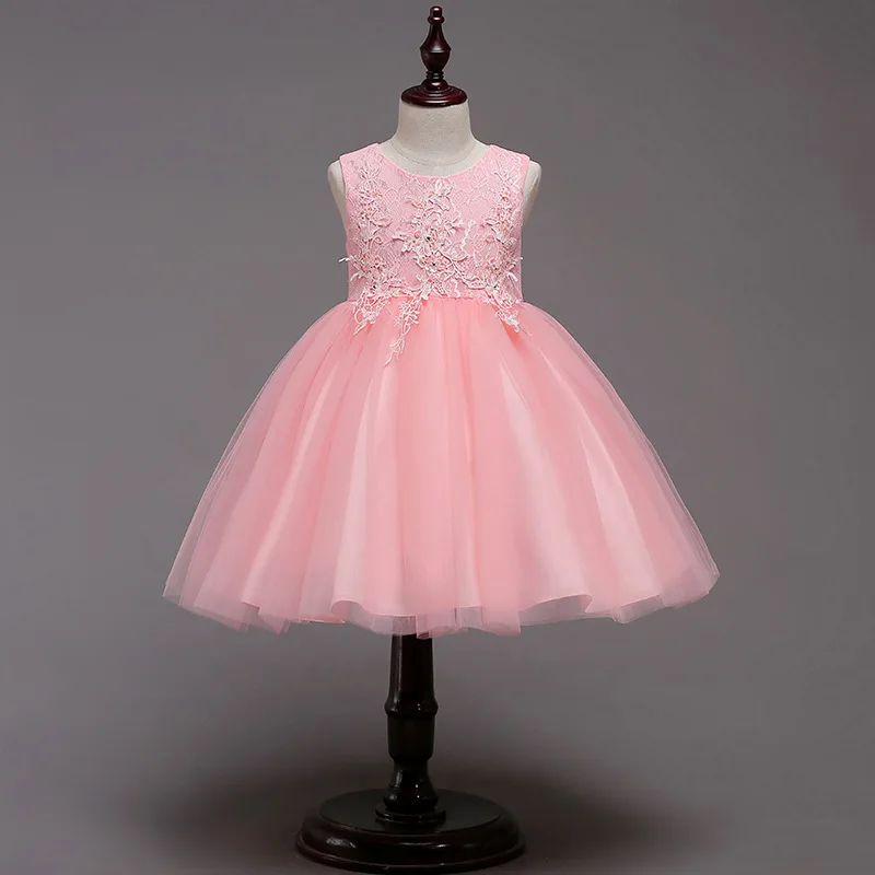 

Teens Girls Clothing Dres 2019 Summer New Style Children Vestido Lace Beads Veil Baby Kids Princess Dresses for Girls GDR541