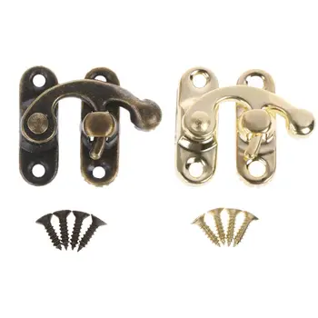 

10 pcs Small Antique Metal Lock Decorative Hasps Hook Gift Wooden Jewelry Box Padlock With Screws For Furniture Hardware