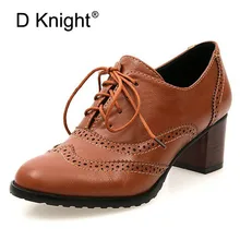 New Plus Size 34-43 Thick Heel High Heels Oxford Shoes For Women Fashion Vintage British Style Lace Up Women Pumps Shoes Woman New Plus Size 34-43 Thick Heel High Heels Oxford Shoes For Women Fashion Vintage British Style Lace Up Women Pumps Shoes Woman