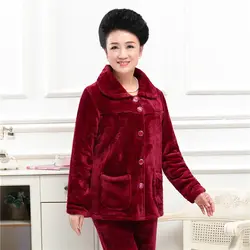 Осень фланель Для женщин пижамы комплекты отложной воротник полный пижамы для Для женщин пижамы мама зимние домашние костюмы Пижама