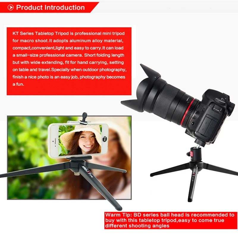 

KT-30 Metal Tripod Projector Desktop Stand Phone Holder Multifunction Selfie Stick Small Tripod Portable Outdoor Stand