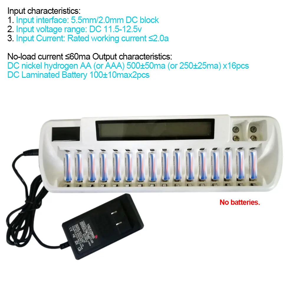 

16 Slots LCD Smart Battery Charger 16-bay Chargers for AA AAA Ni-MH Ni-Cd SD998