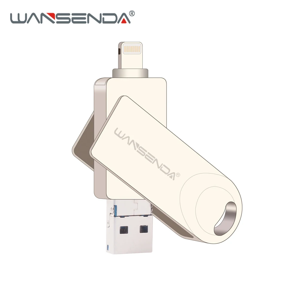 

WANSENDA 3 in 1 OTG USB Flash Drive Metal Pen Drive 64GB 32GB 16GB 8GB Usb 3.0 Pendrive for iOS/Android/PC USB Stick Flash Disk