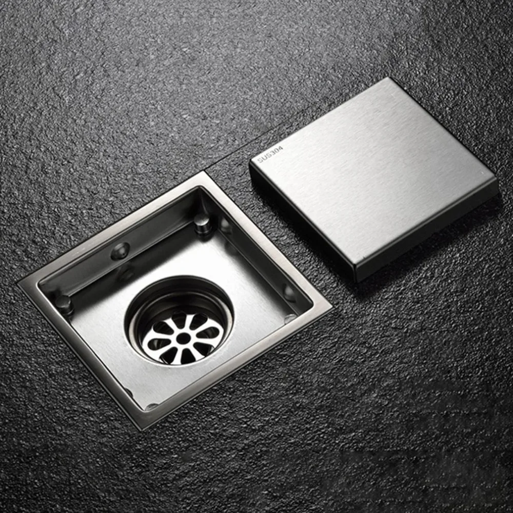 Floor Drain Cover Bathroom Odor-resistant Square Shape Stainless Steel Shower Grate Linear | Обустройство дома