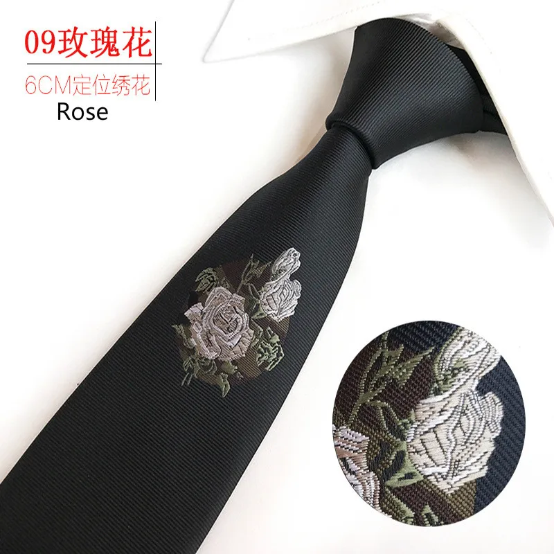 Новая горячая распродажа Роза вышивка тесьма Мода 6 см Магнолия вышивка маркировочные хомуты бизнес повседневный мужской модный костюм аксессуары для галстуков - Цвет: DS09